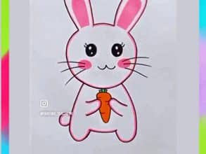 نقاشی خرگوش شیطون با الگو دست