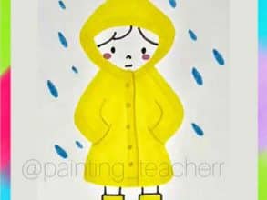 نقاشی پسربچه زیر باران